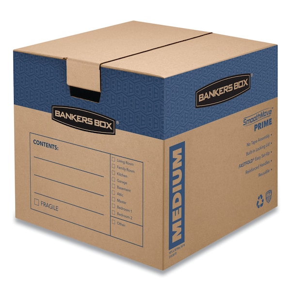 18 in x 18 in x 16 in Moving Box, Brown Kraft/Blue, Corrugated Fiberboard, Double Wall, 32 ECT